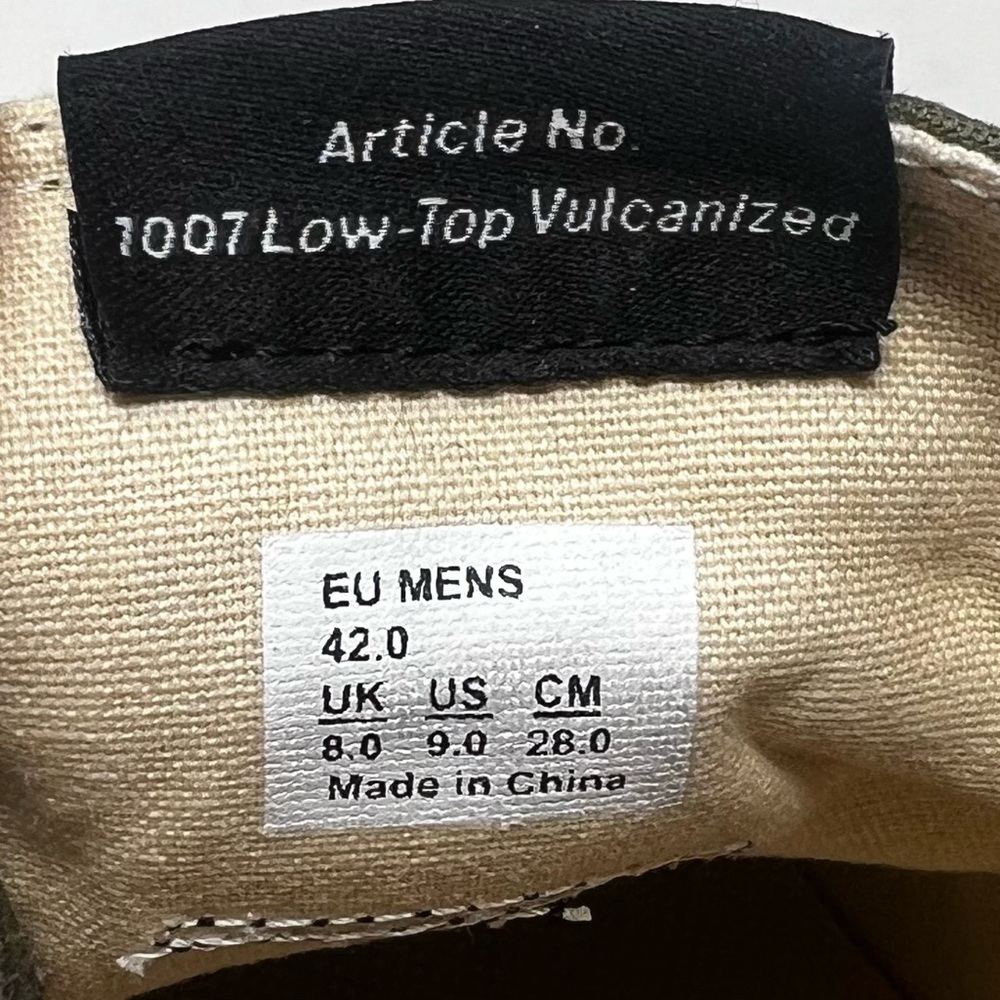 Article No Mens 1007 Low Top Chunky Vulcanized Fashion Sneaker Sz 9 Olive Vibram - Picture 8 of 8
